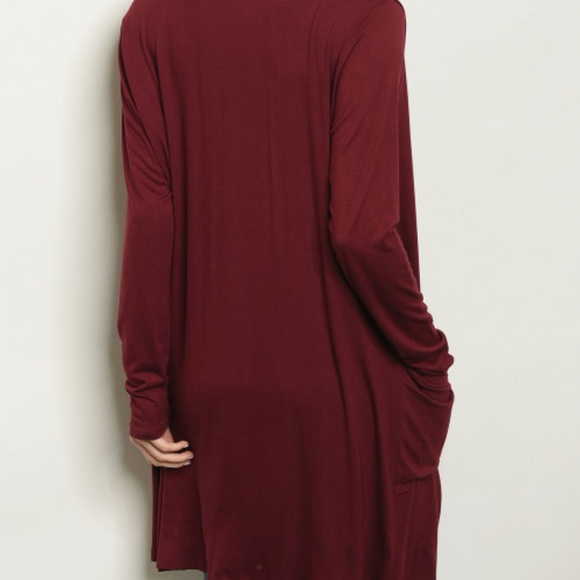 Classic Burgundy Red Button Cardigan - Picture 3 of 4